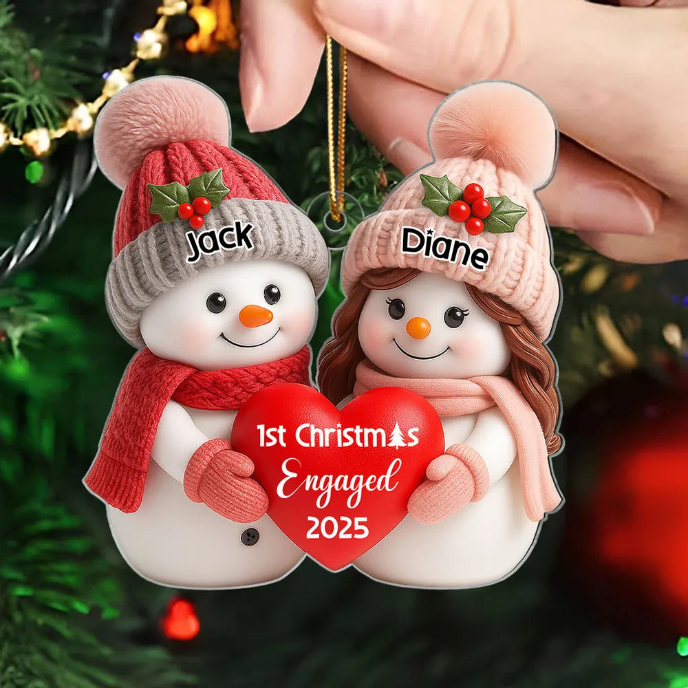 First Christmas Engaged, Married Personalized Acrylic Ornament, Christmas Gift for Newlyweds, Couples