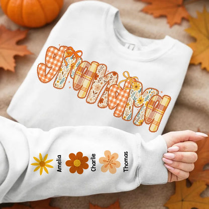 Preppy Retro Floral Fall Personalized Sweatshirt for Mom & Grandma – Fall Cozy Gift