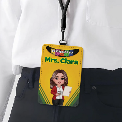 Crayon Box Themed Teacher Name Personalized ID Badge Holder, Back To School Gift