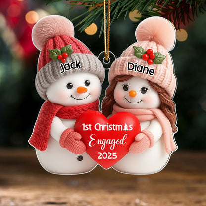 First Christmas Engaged, Married Personalized Acrylic Ornament, Christmas Gift for Newlyweds, Couples