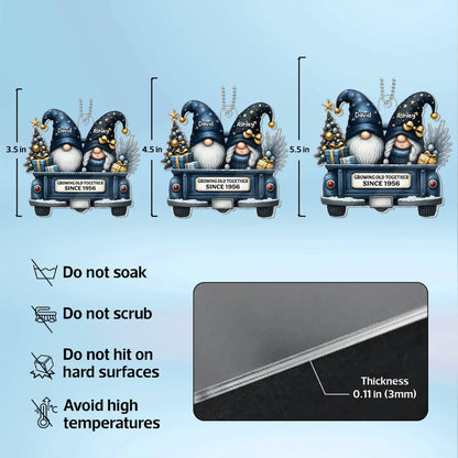 Gnome Couple Growing Old Together Personalized Acrylic Christmas Ornament, Gift for Couple, Christmas Keepsake