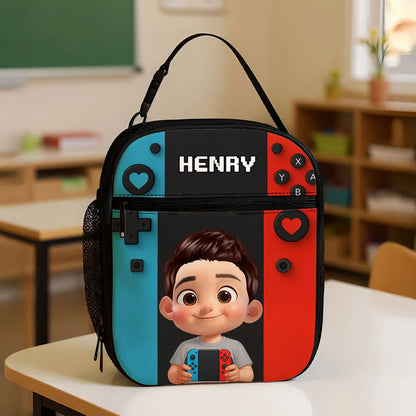 Personalized Insulated Lunch Box for Boys Girls, Game Lunch Bag for School