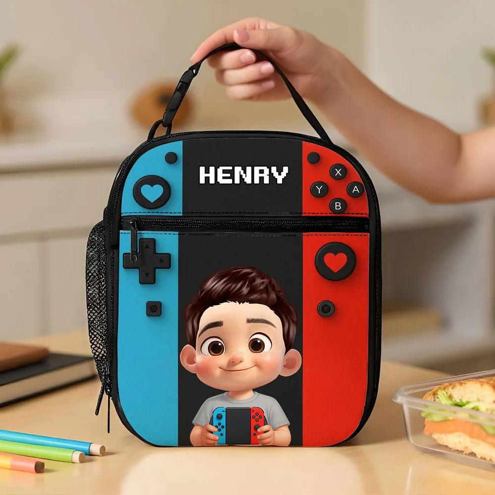 Personalized Insulated Lunch Box for Boys Girls, Game Lunch Bag for School
