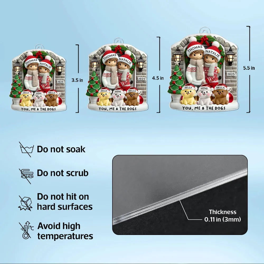 Personalized Farmhouse Couple Christmas Ornament with Optional Pet Dog Cat, Christmas Gift for Him, Gift for Her