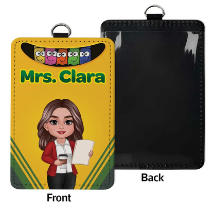 Crayon Box Themed Teacher Name Personalized ID Badge Holder, Back To School Gift