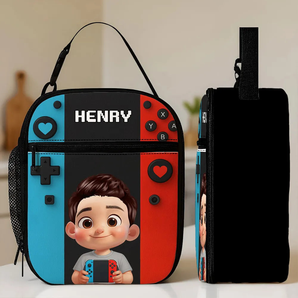 Personalized Insulated Lunch Box for Boys Girls, Game Lunch Bag for School