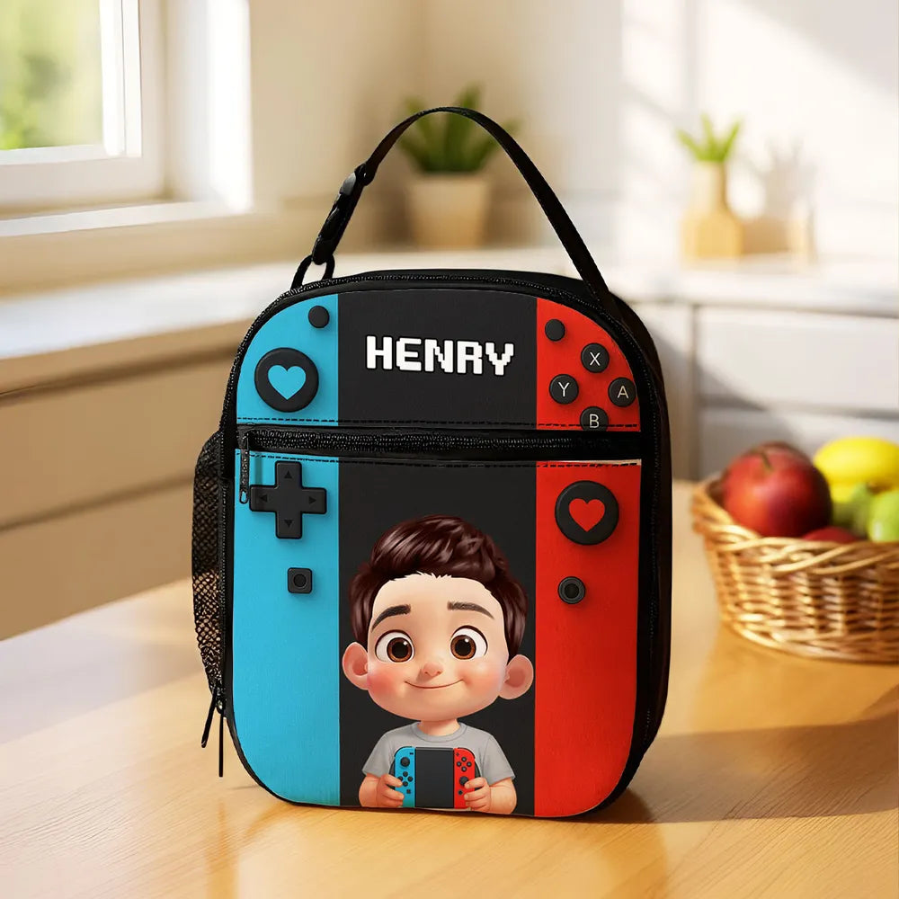 Personalized Insulated Lunch Box for Boys Girls, Game Lunch Bag for School