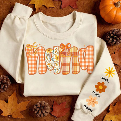 Preppy Retro Floral Fall Personalized Sweatshirt for Mom & Grandma – Fall Cozy Gift