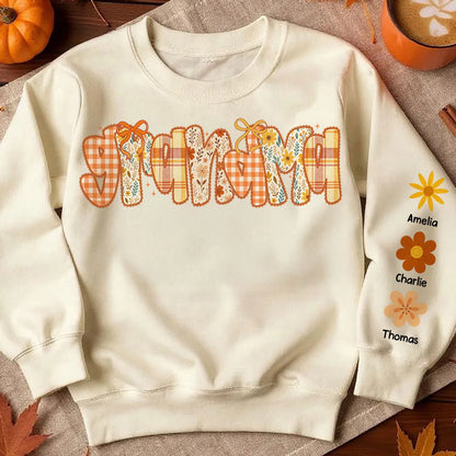 Preppy Retro Floral Fall Personalized Sweatshirt for Mom & Grandma – Fall Cozy Gift