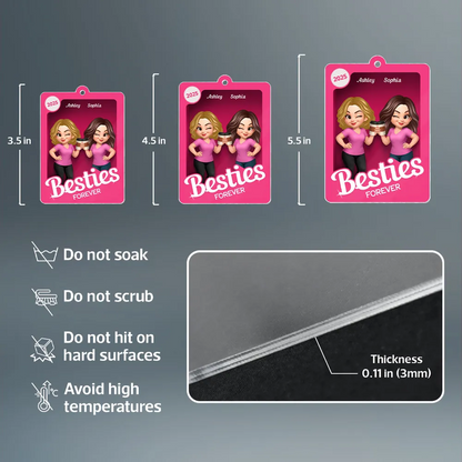Besties Sisters 3D Effect Pink Toy Box Personalized Acrylic Ornament, Gift for Besties, Best Friends