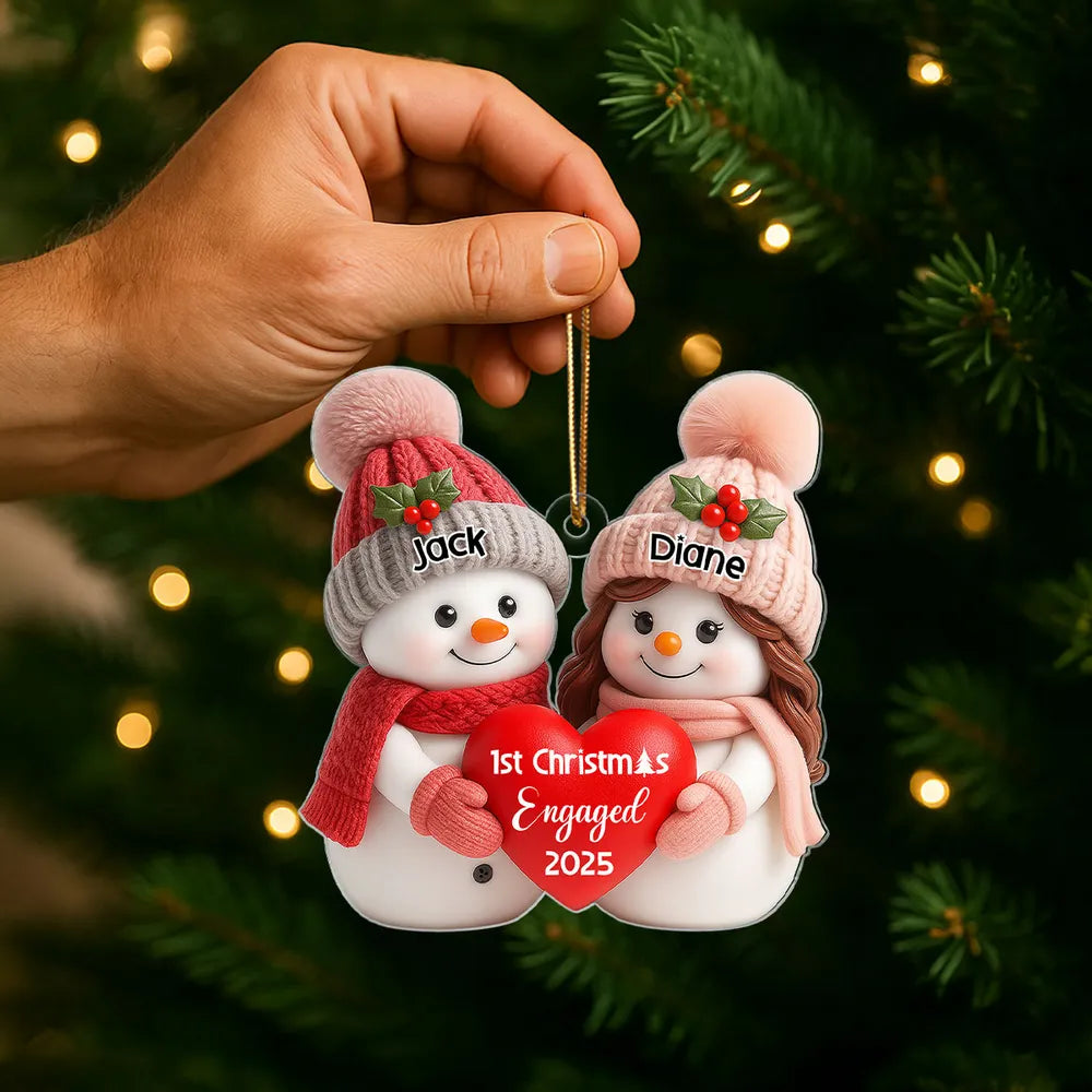 First Christmas Engaged, Married Personalized Acrylic Ornament, Christmas Gift for Newlyweds, Couples