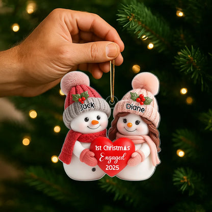 First Christmas Engaged, Married Personalized Acrylic Ornament, Christmas Gift for Newlyweds, Couples