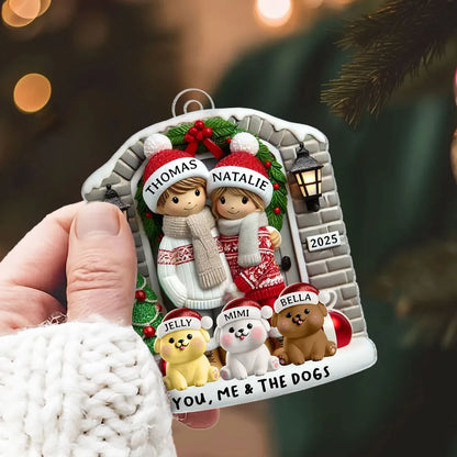 Personalized Farmhouse Couple Christmas Ornament with Optional Pet Dog Cat, Christmas Gift for Him, Gift for Her