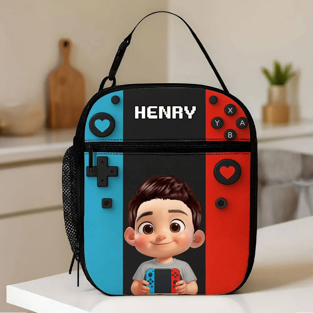 Personalized Insulated Lunch Box for Boys Girls, Game Lunch Bag for School