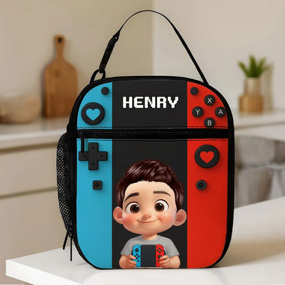 Personalized Insulated Lunch Box for Boys Girls, Game Lunch Bag for School