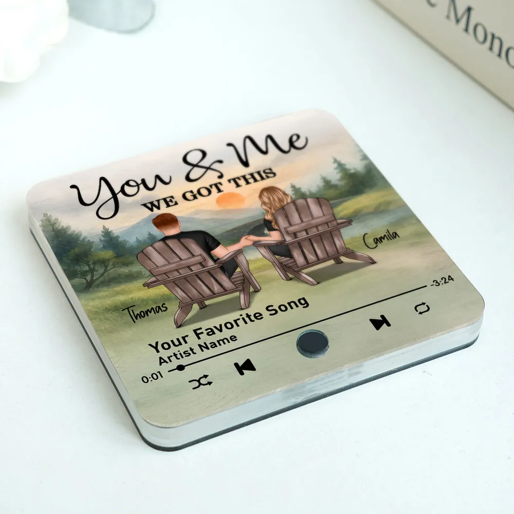 Retro Vintage Eternal Love Couple Mountain Landscape Personalized Music Fridge Magnet| Heartfelt Anniversary Gift, Wedding Gift, Birthday Gift For Him, For Her