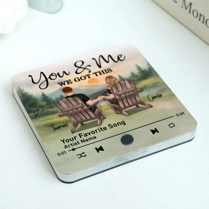 Retro Vintage Eternal Love Couple Mountain Landscape Personalized Music Fridge Magnet| Heartfelt Anniversary Gift, Wedding Gift, Birthday Gift For Him, For Her