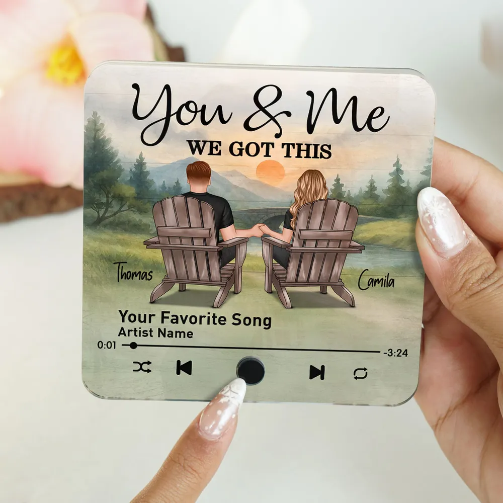 Retro Vintage Eternal Love Couple Mountain Landscape Personalized Music Fridge Magnet| Heartfelt Anniversary Gift, Wedding Gift, Birthday Gift For Him, For Her