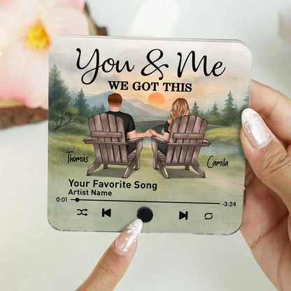 Retro Vintage Eternal Love Couple Mountain Landscape Personalized Music Fridge Magnet| Heartfelt Anniversary Gift, Wedding Gift, Birthday Gift For Him, For Her