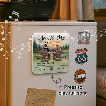 Retro Vintage Eternal Love Couple Mountain Landscape Personalized Music Fridge Magnet| Heartfelt Anniversary Gift, Wedding Gift, Birthday Gift For Him, For Her