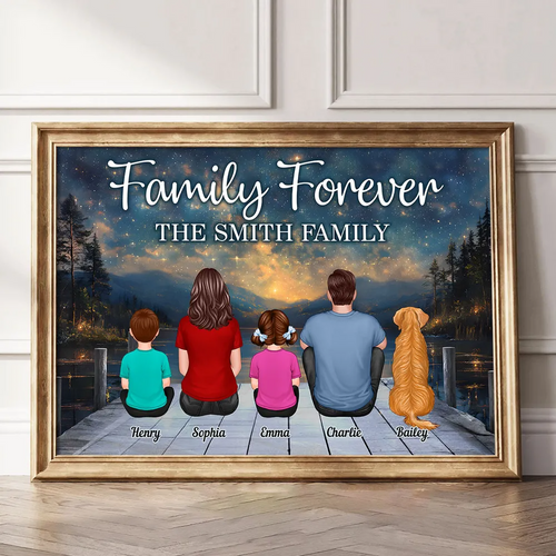 Galaxy Night Landscape Family Forever Personalized Poster