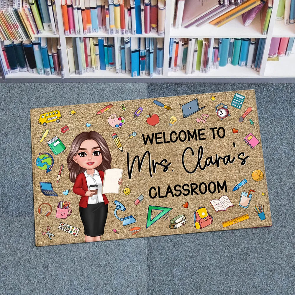 Teacher Things Welcome To Classroom Personalized Doormat, Gift For Teacher