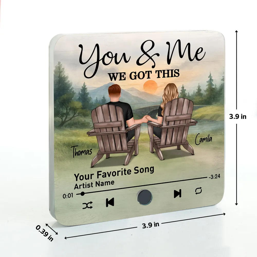 Retro Vintage Eternal Love Couple Mountain Landscape Personalized Music Fridge Magnet| Heartfelt Anniversary Gift, Wedding Gift, Birthday Gift For Him, For Her