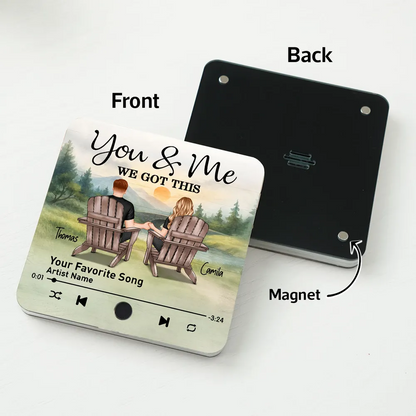 Retro Vintage Eternal Love Couple Mountain Landscape Personalized Music Fridge Magnet| Heartfelt Anniversary Gift, Wedding Gift, Birthday Gift For Him, For Her