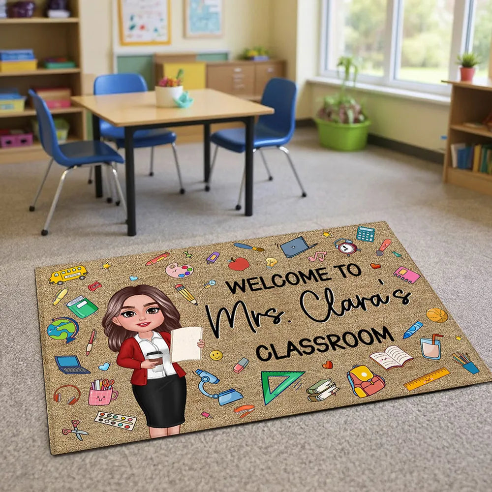 Teacher Things Welcome To Classroom Personalized Doormat, Gift For Teacher