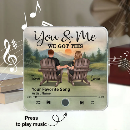 Retro Vintage Eternal Love Couple Mountain Landscape Personalized Music Fridge Magnet| Heartfelt Anniversary Gift, Wedding Gift, Birthday Gift For Him, For Her