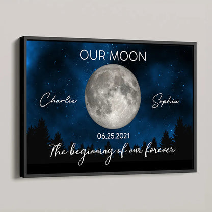 Galaxy Night Eternal Love Couple Custom Moon Phase Anniversary Date Personalized Poster| Anniversary Gift, Wedding Gift For Couple