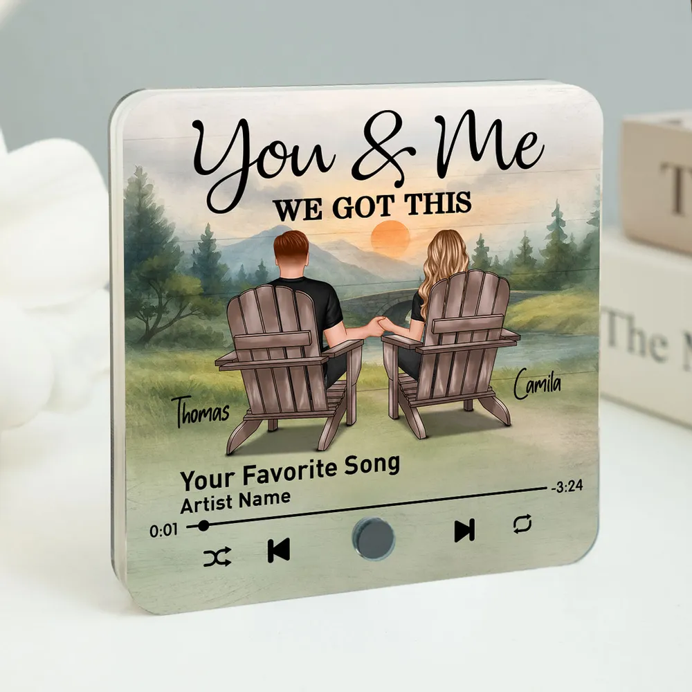 Retro Vintage Eternal Love Couple Mountain Landscape Personalized Music Fridge Magnet| Heartfelt Anniversary Gift, Wedding Gift, Birthday Gift For Him, For Her