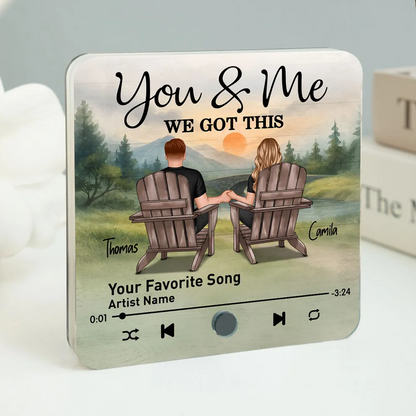 Retro Vintage Eternal Love Couple Mountain Landscape Personalized Music Fridge Magnet| Heartfelt Anniversary Gift, Wedding Gift, Birthday Gift For Him, For Her