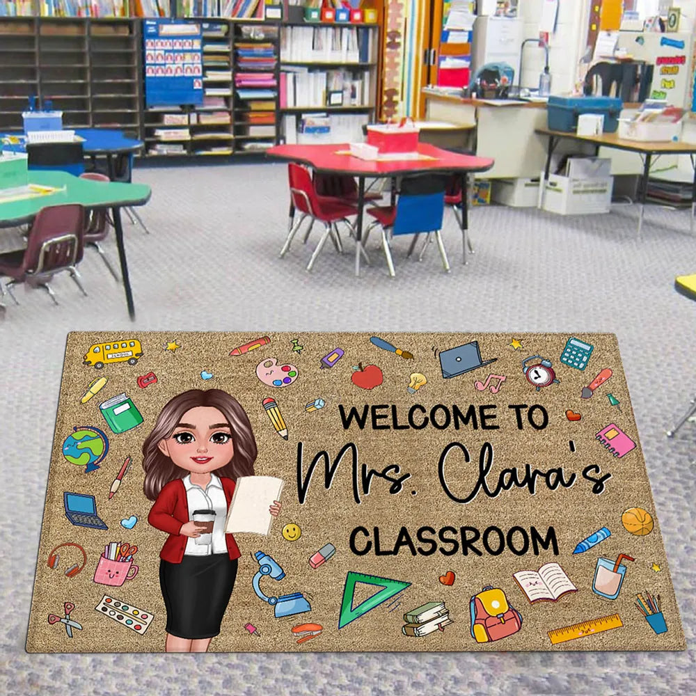 Teacher Things Welcome To Classroom Personalized Doormat, Gift For Teacher