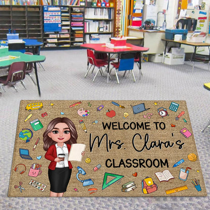 Teacher Things Welcome To Classroom Personalized Doormat, Gift For Teacher