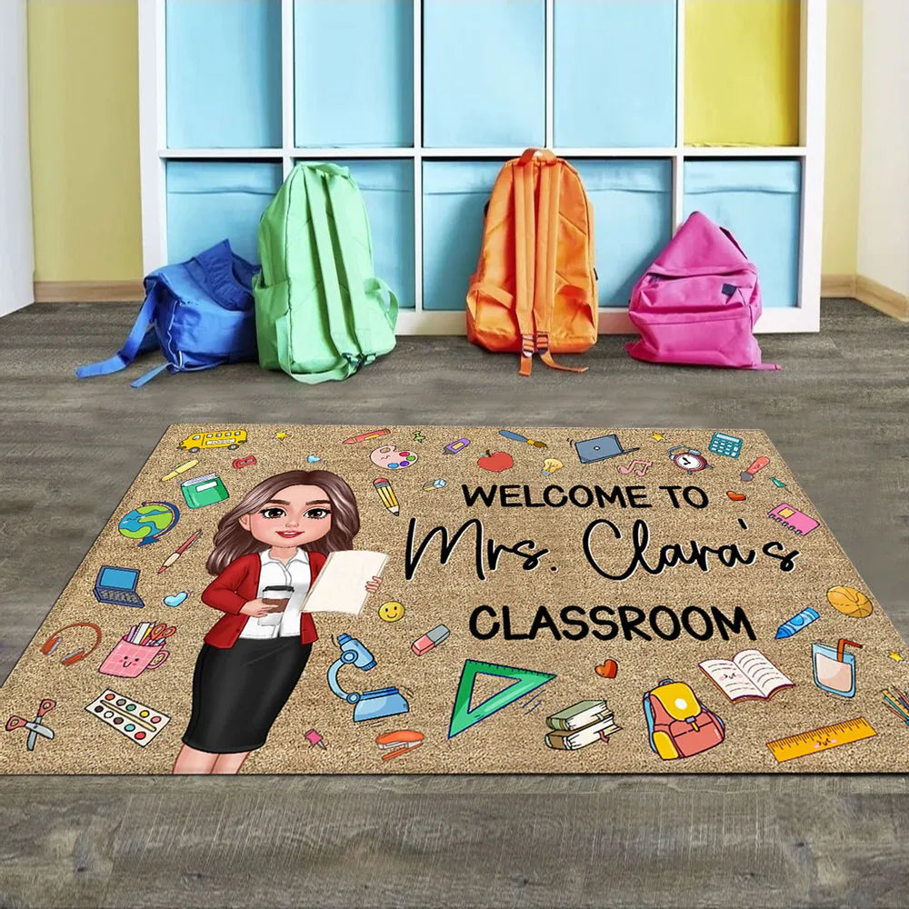 Teacher Things Welcome To Classroom Personalized Doormat, Gift For Teacher