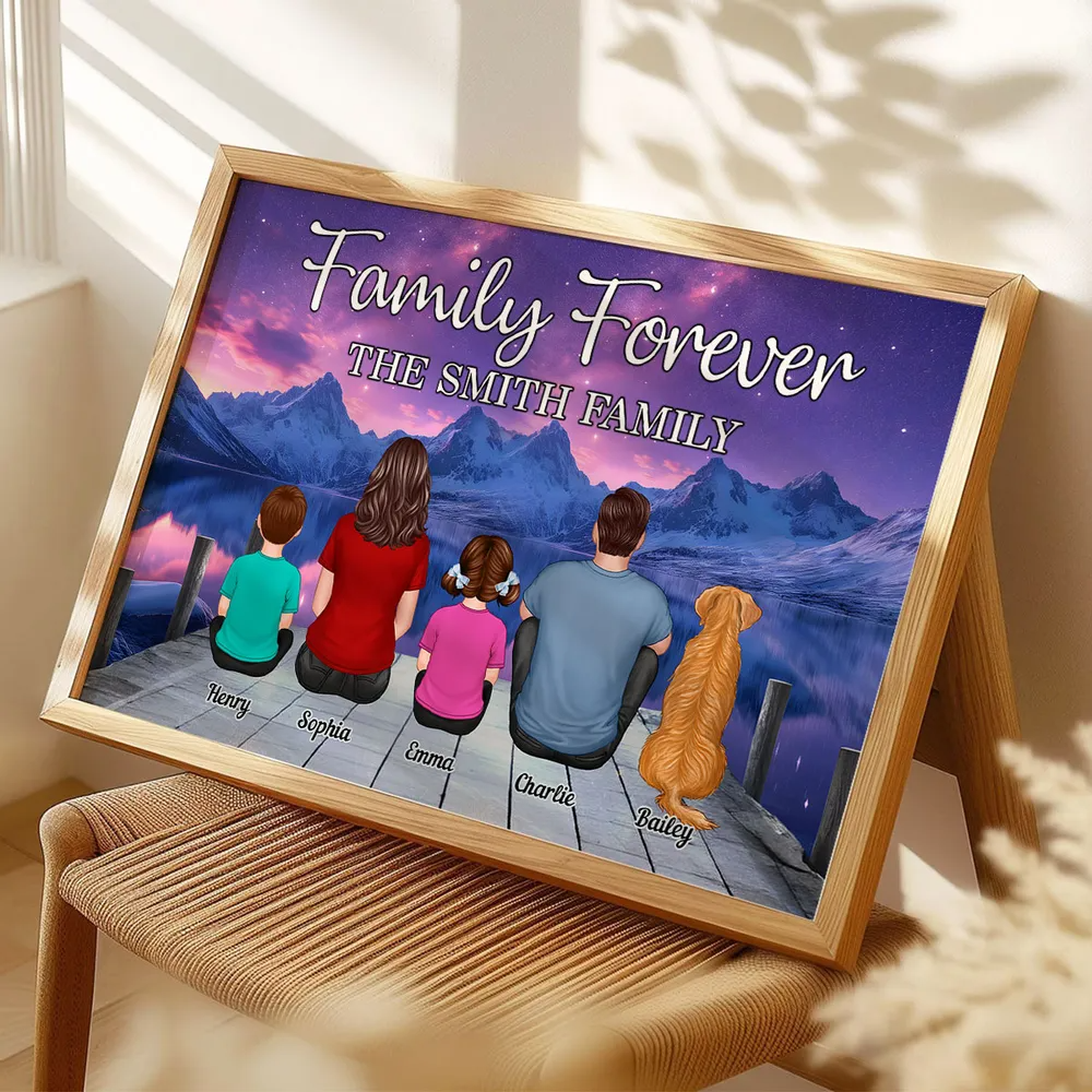 Galaxy Night Landscape Family Forever Personalized Poster