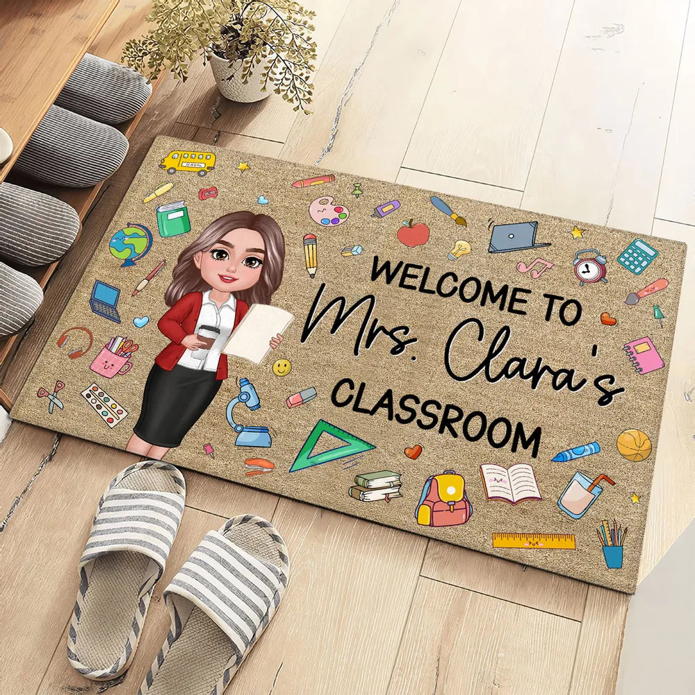 Teacher Things Welcome To Classroom Personalized Doormat, Gift For Teacher