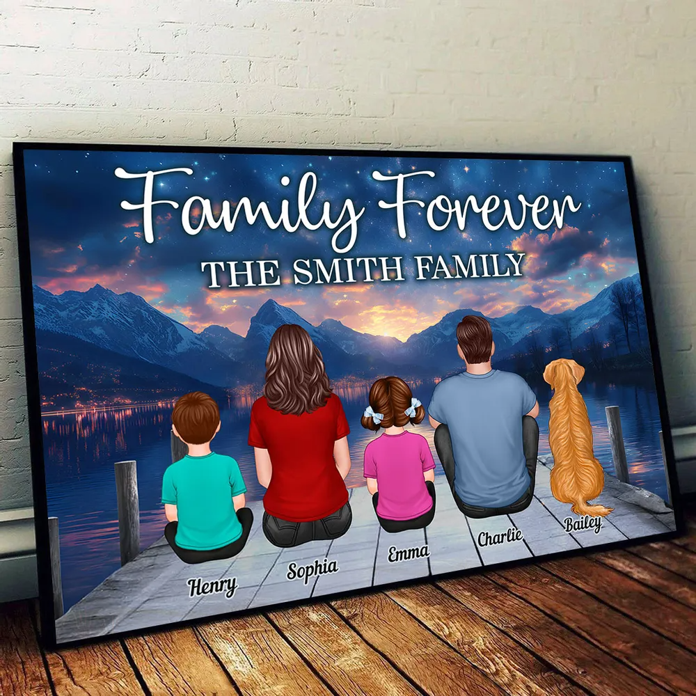 Galaxy Night Landscape Family Forever Personalized Poster
