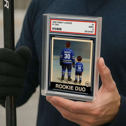 Hockey No. 1 Dad Man & Kids Trading Card Style Personalized Acrylic Block Plaque