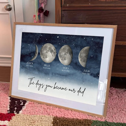 Starry Night The Day You Became DAD Birth Moon Phase Personalized Poster, Heartfelt Father's Day Gift For Dad, Husband