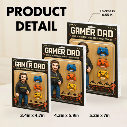 Gamer Dad Cooler 3D Effect Custom Action Figure Personalized Acrylic Block Plaque, Father's Day Gift for Gamer Dad, Gift for Husband