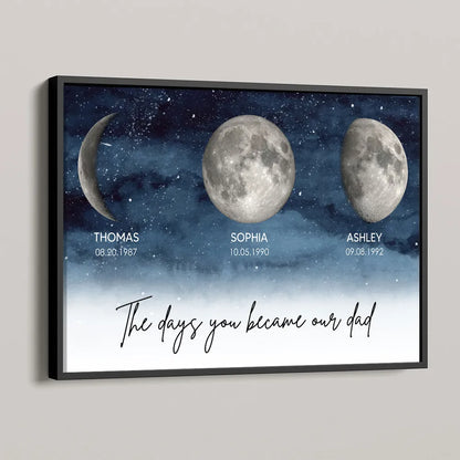 Starry Night The Day You Became DAD Birth Moon Phase Personalized Poster, Heartfelt Father's Day Gift For Dad, Husband