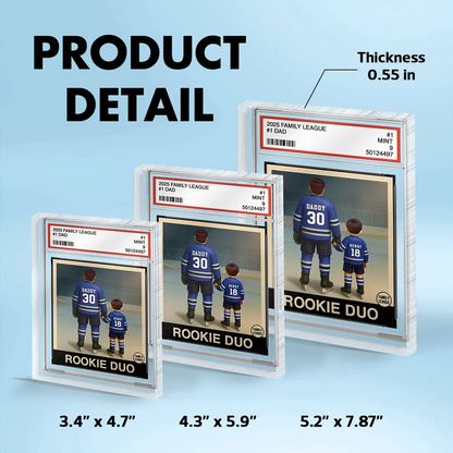 Hockey No. 1 Dad Man & Kids Trading Card Style Personalized Acrylic Block Plaque