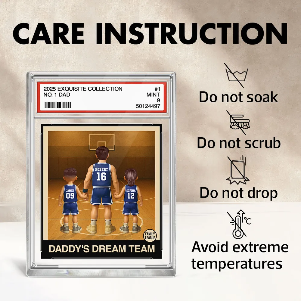 Basketball No. 1 Dad Man & Kids Trading Card Style Personalized Acrylic Block Plaque