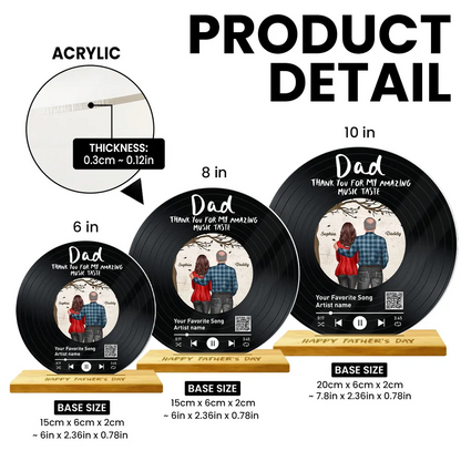 Dad Thank You For My Amazing Music Taste Favorite Song Scannable QR Code Personalized Acrylic Record Plaque