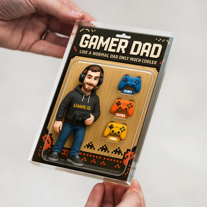 Gamer Dad Cooler 3D Effect Custom Action Figure Personalized Acrylic Block Plaque, Father's Day Gift for Gamer Dad, Gift for Husband