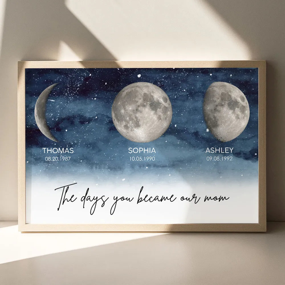 Starry Night The Day You Became DAD Birth Moon Phase Personalized Poster, Heartfelt Father's Day Gift For Dad, Husband
