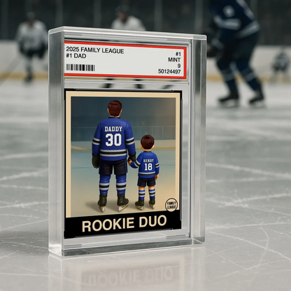 Hockey No. 1 Dad Man & Kids Trading Card Style Personalized Acrylic Block Plaque