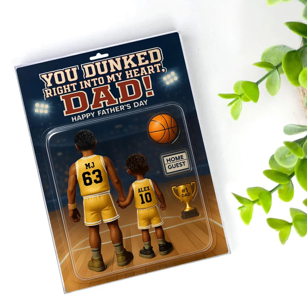 You Dunked Right into my Heart Dad, Basketball Custom Figure Personalized Acrylic Block Plaque, Father's Day Gift for Dad, Gift for Husband